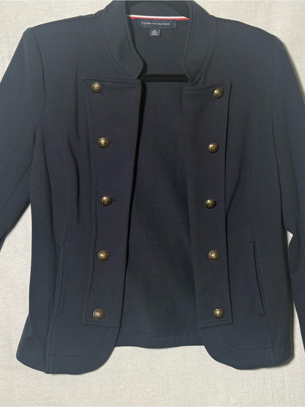 Tommy Hilfiger Navy Military-Inspired Double-Breasted Blazer